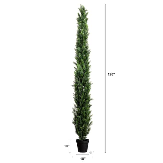 10ft. Potted Green UV Resistant Artificial Cedar Pine Tree